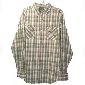 Royal Blue Shirt Adult 2X 3X Preppy Academia Green Plaid Button Roll Tab Sleeve